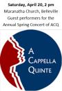 A Cappella Quinte concert  as guest artists